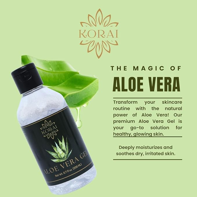 KORAI Aloe Vera Gel from freshly cut 99% Pure Aloe Vera Gel-Natural Ingredients-Vegan, Unscented - For Face, Skin and Hair-VivaGrace Women