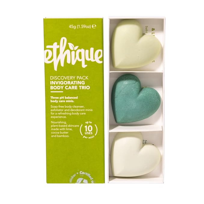 Ethique Body Care Gift Set - Cleanser, Polish & Deodorant, Gifts for women - Plastic-Free, Vegan, Cruelty-Free, Eco-Friendly, 3 Travel Bars 1.59 oz (Pack of 1)-VivaGrace Women