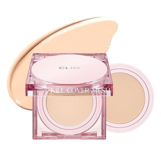 CLIO Kill Cover Mesh Glow Cushion Foundation ([Refill Included] 15g*2, 23N GINGER), Glass Skin, Long-Lasting, Lightweight, Buildable Coverage, Glowy Skin Makeup-VivaGrace Women