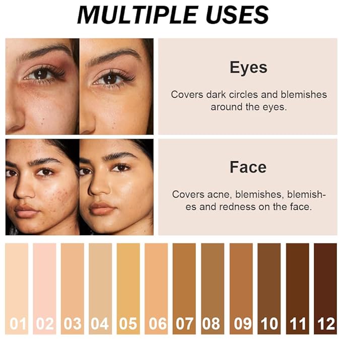 Kaely Cream Pot Concealer Full Coverage Set,Conceal Brighten Dark Circles,under Eye Brightener Color Correcting Concealer,Waterproof Foundation Palette with Brush,corrector de ojeras,Vegan Makeup,07-VivaGrace Women