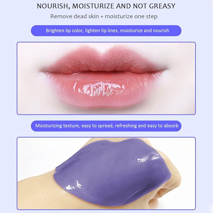 20Pcs Moisturizing Lip Mask, Lip Sleep Mask Reduces Lip Lines and Restores Moisture, Lip Mask Effectively Nourishes the Lip Skin, Gel Treatment Lip Masks Plumping Lips Mask Lip Care Products (Purple)-VivaGrace Women