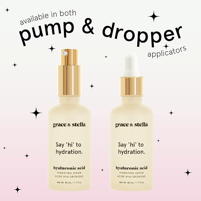 grace & stella Award Winning Hyaluronic Acid Serum (50ml/1.7 fl oz) Hydrating Hyaluronic Acid Serum for Face - Acido Hialuronico for Women - Remove Fine Lines, Wrinkles, Anti Aging - Vegan Skincare-VivaGrace Women