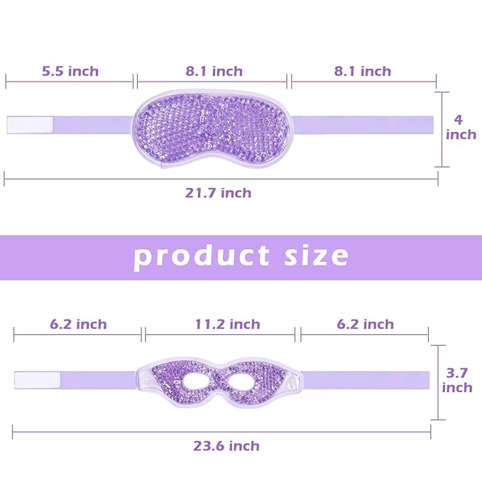 Permotary 2PCS Gel Eye Mask Reusable Hot Cold Compress Pack Eye Therapy,Therapeutic Gel Eye Spa Pad for Puffiness/Dark Circles/Eye Bags/Dry Eyes/Headaches/Migraines/Stress Relief-Pink&Purple-VivaGrace Women
