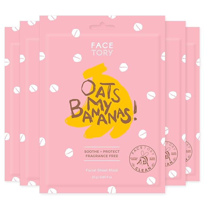 FACETORY K Beauty Face Mask Skin Care - OATS MY BANANAS CALMING Sheet Mask with Oat Extract | Milky Essence Soothes & Moisturizes (5 Pack)-VivaGrace Women