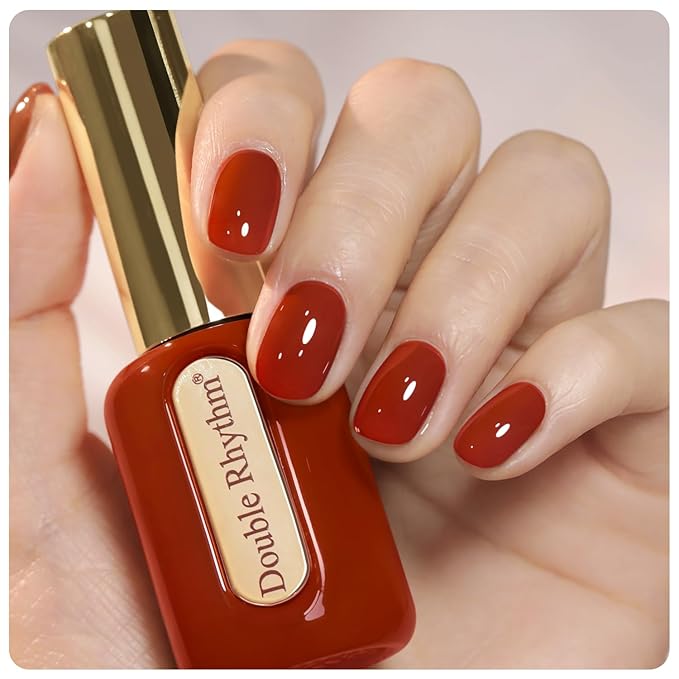 Double Rhythm 0.50 OZ Gel Polish Hema Free Same Color Same Bottle Golden Round Translucent Neutral Natural Milky 15 ML Jelly UV Polish Art DIY at Home (Blood Red-C1455)