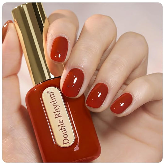 Double Rhythm 0.50 OZ Gel Polish Hema Free Same Color Same Bottle Golden Round Translucent Neutral Natural Milky 15 ML Jelly UV Polish Art DIY at Home (Blood Red-C1455)