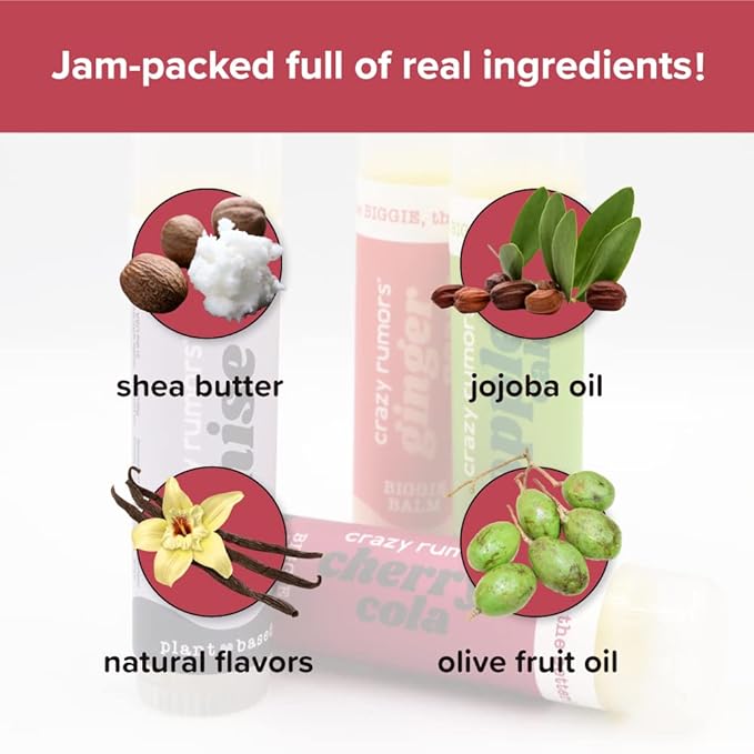 Crazy Rumors Biggie Pistachio Flavored All Natural, Plant Based Lip Balm to Moisturize and Nourish your Lips - Pistachio tube 0.6 oz (4x Larger than standard 0.15 oz lip balm)-VivaGrace Women