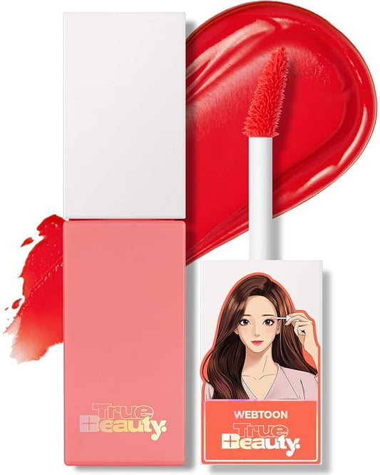 AMTS Webtoon True Beauty - 02 Some Sweet | Coral Lip Tint Stain | High Pigment Liquid Shine Non-Sticky Long-Wearing Long-Lasting | Korean Webtoon True Beauty Cute Coral Makeup-VivaGrace Women
