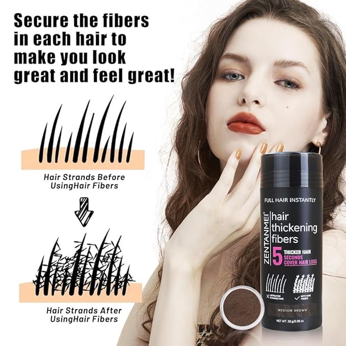 Hair Fibers for Thinning Hair for Women All-Natural Hair Building Fibers 0.98 Oz Hair Volume Powder Bald Spot Cover Up for Men & Women (Gray)-VivaGrace Women