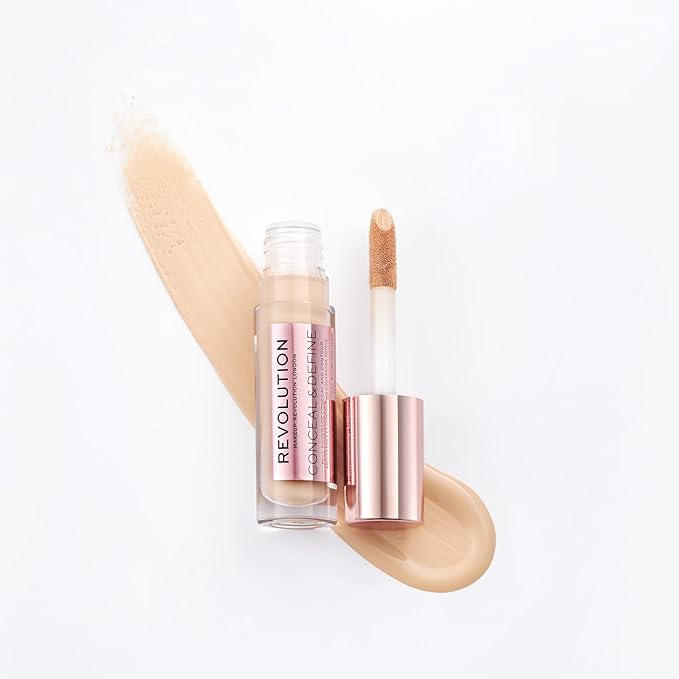 Revolution Beauty, Conceal & Define Concealer, Full Coverage & Lightweight, Long-Lasting Matte Finish, Vegan & Cruelty Free, C6 Fair or Light Skin Tones, 0.14 Oz.-VivaGrace Women
