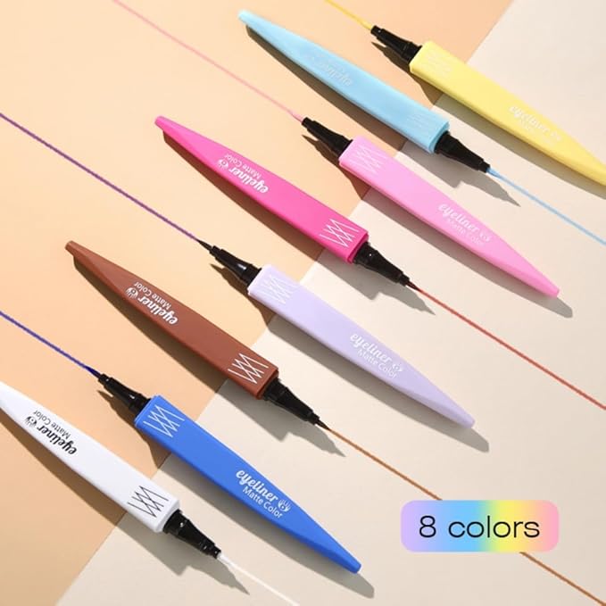 Orange Eyeliner,Quick-drying Eyeliner Set, Waterproof Colored Eyeliner Pen,Ultra-fine Precision Eye Liner,Pro Anti-smudge Colorful Eyeliner Pencil