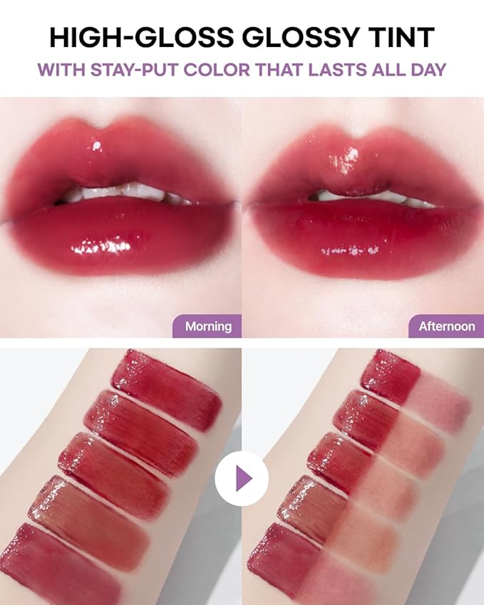 DEARMAY LA PISTE LIP TINT LP07 Falling 0.14 oz. long lasting lip stain with glossy finish and lightweight texture, non sticky, hydrating formula with no flaking and glassy vivid tint, korean makeup-VivaGrace Women