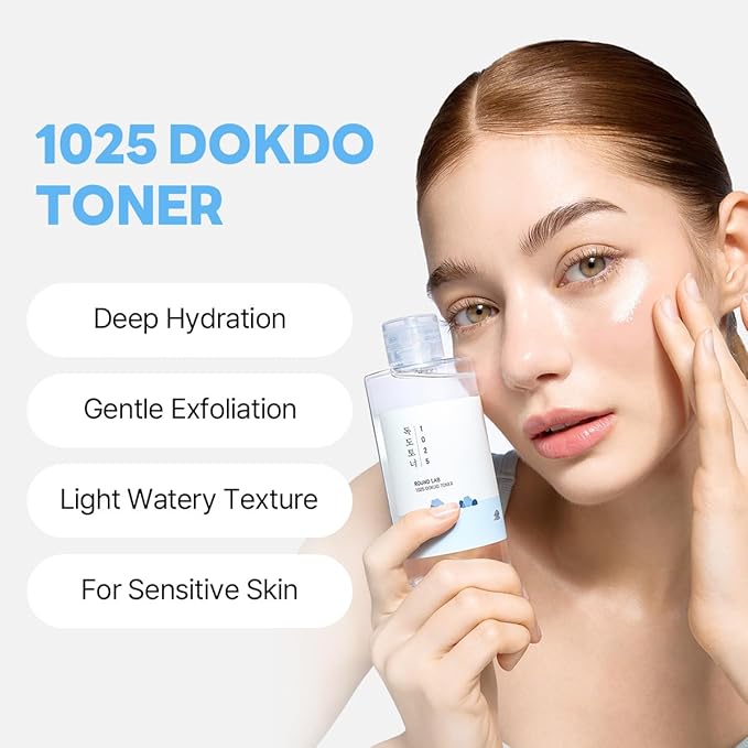 ROUND LAB 1025 Dokdo Toner 6.76 Fl Oz, Oil Control and Reduces Excess Sebum, Gentle Exfoliating Facial Toner, Deep Sea Water for Moisturization, Soft Finish Without Stickiness, Korean Skin Care-VivaGrace Women