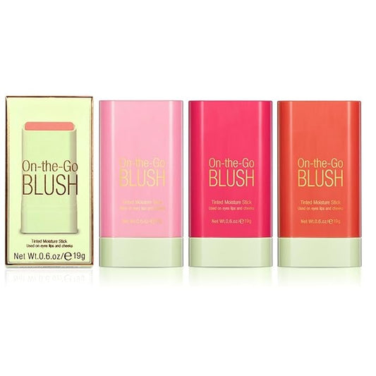 Blush Rare Beauty Liquid Blush Cream Blush Stick For Cheeks Natural Blendable Powder Blusher Stick On The Go Blush Brushes For Makeup Cheeks,Natural Waterproof, Long Lasting (3PC)-VivaGrace Women