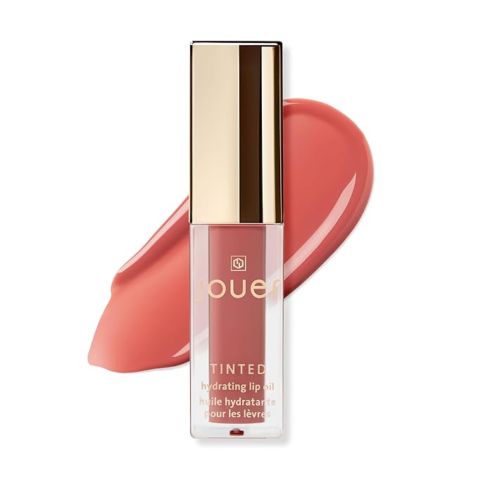 Jouer Essential Tinted Hydrating Lip Oil Gloss – Moisturizing Dry Lip Treatment Serum - Fragrance Free Tinted Lip Oil - Jojoba Seed Oil and Apricot Oil Formula-VivaGrace Women