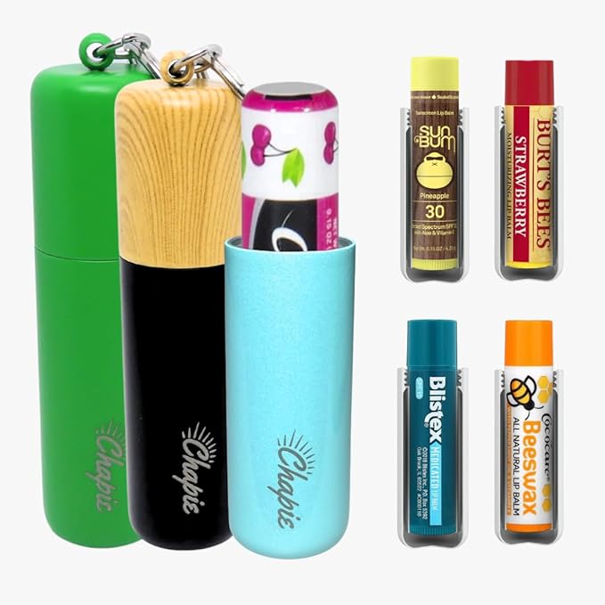 OG | Vacuum Insulated Lip Balm Keychain Holder, Prevents Melting & Messes | 3-Pack (Island)-VivaGrace Women