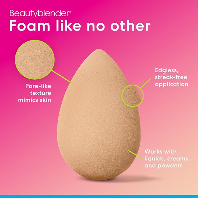 Beautyblender® | Nude Beige Beauty Blender Makeup Sponge, Super-Soft Foam Easily Blends Foundations, Powders & Creams, Made in USA, Reusable, Washable, Streak Free Application, Vegan, Cruelty Free-VivaGrace Women