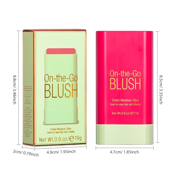 Blush Stick for Cheeks - Cream Makeup Blush Wand, Solid Moisturizer Stick for Cheeks Tint, Natural Blendable Waterproof Korean Matte Long-Lasting Smooth Blushes (#02 Hot Red)-VivaGrace Women