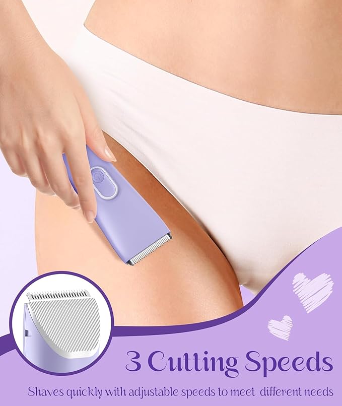 Bikini Trimmer for Women - Painless Pubic Hair Trimmer with 3 Shaving Speeds, IPX7 Waterproof Electric Razor, Cordless Women’s Bikini Shaver for Sensitive Skin-VivaGrace Women