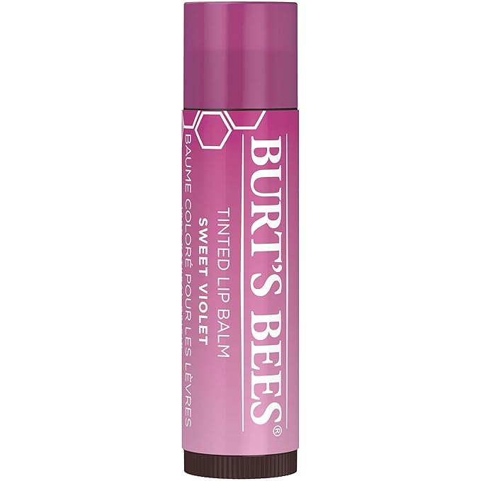 Burt's Bees Lip Tint Balm with Long Lasting 2 in 1 Duo Tinted Balm Formula, Color Infused with Deeply Hydrating Shea Butter for a Natural Looking Buildable Finish, Sweet Violet (2-Pack)-VivaGrace Women