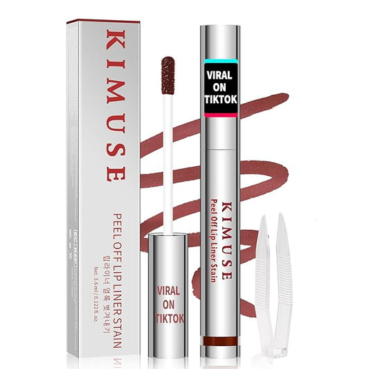 KIMUSE Peel Off Lip Stain, Long Lasting Lip Stain Peel Off with Tweezer, Waterproof Lip Liner Stain, Transfer-Proof, Highly Pigmented Color, Matte Finish-VivaGrace Women