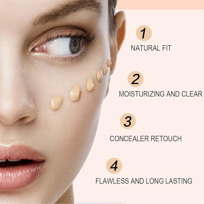 2 Pack Liquid Foundation Cream for Face Makeup,Durable Full Coverage Matte Concealer Make Up,Oil Control & Waterproof Base Primer -1+1 Fl.Oz-BEIGE 6#-VivaGrace Women