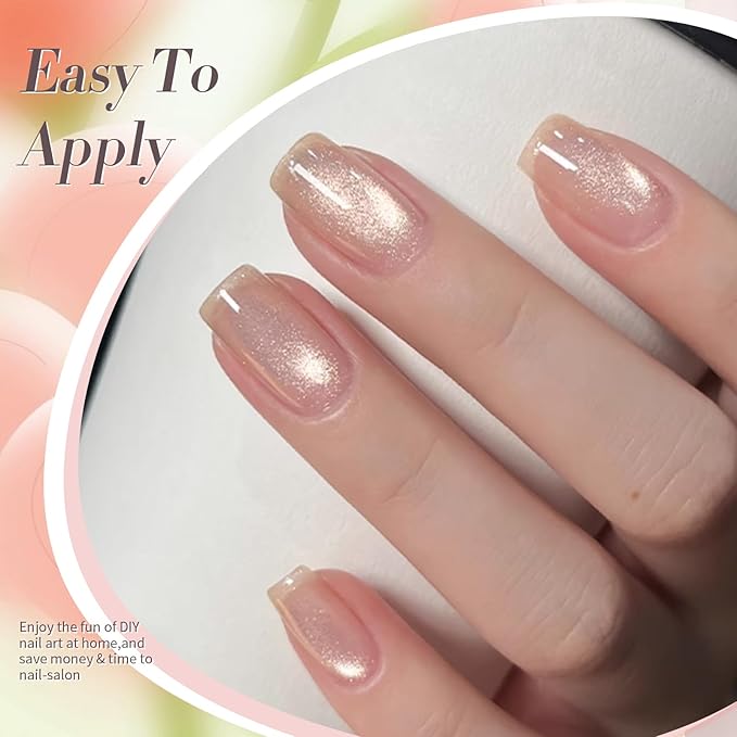 Born Pretty Cat Magnetic Eye Gel Nail Polish Spring Summer Pastel Shimmer Glitter Holographic Cat Magnetic Eye Gel Crystal Glass Cat Magnetic Gel Polish Manicure Nail Art DIY at Home 6PCS-VivaGrace Women