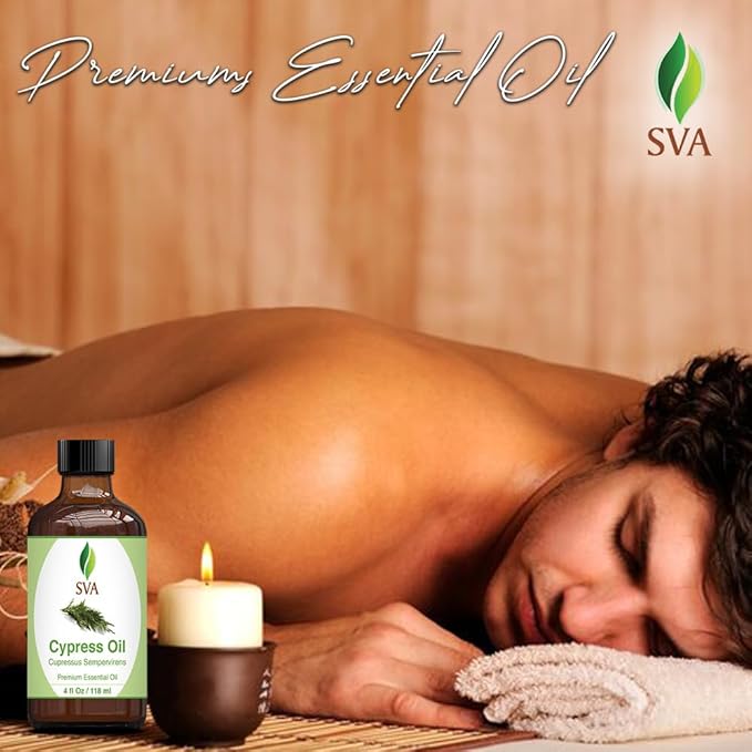 SVA Cypress Essential Oil – 4 Fl Oz – 100% Natural Cypress Oil - for Diffuser, Hair Care, Face, Skin Care, Aromatherapy, Scalp and Body Massage, Soap and Candle Making – with Dropper-VivaGrace Women
