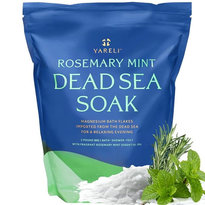 Magnesium Flakes, 5lb Rosemary Peppermint, Dead Sea Bath and Foot Soak, Alternative to Epsom Salt with Over 250,000mg of Magnesium Chloride Per Bag-VivaGrace Women