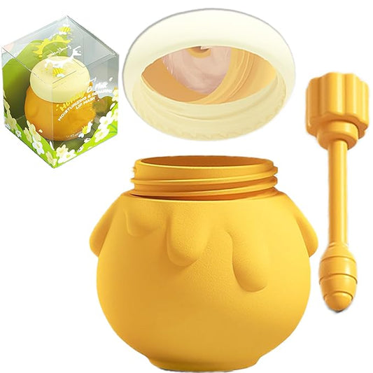 Honey Lip Mask, 3 In 1 Cute Hydrating Lip Mask for Women Girls, Honey Lip Balm with Wand, Milk Lip Masks for Dry Lips, Day and Night Night Lip Mask, Skin Care Lip Mask with Mirror-VivaGrace Women