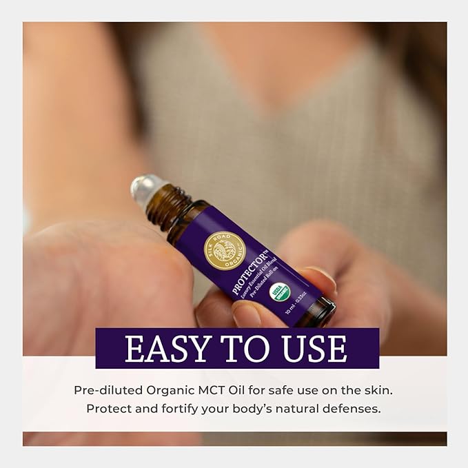 Silk Road Organic Protector Essential Oil Immunity Blend Roll On, Based on Thieves Oil Legend, 100% Pure USDA Certified Health Shield Aromatherapy - 10 ml Roller-VivaGrace Women