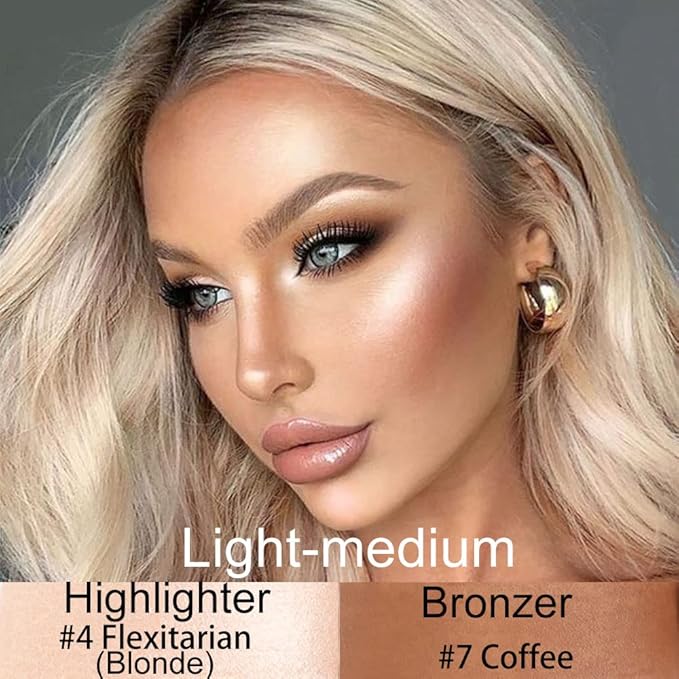 evpct 2Pcs Face Cream Contour Bronzer Sticks Makeup Highlighter Highlight Brown Creme Cheek Contour Sticks contorno en crema Bronzing Foundation Stick Kit Shadow Shading Face Contour Highly Piamented-VivaGrace Women