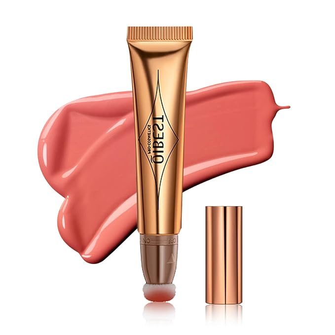 MEICOLY Liquid Blush Beauty Wand, Matte Face Blush with Cushion Applicator,Natural Finish Silky Smooth Creamy Blush Makeup, Lightweight Blendable Blush Stick for Cheek Lip,Cruelty-free,03 Peach-VivaGrace Women