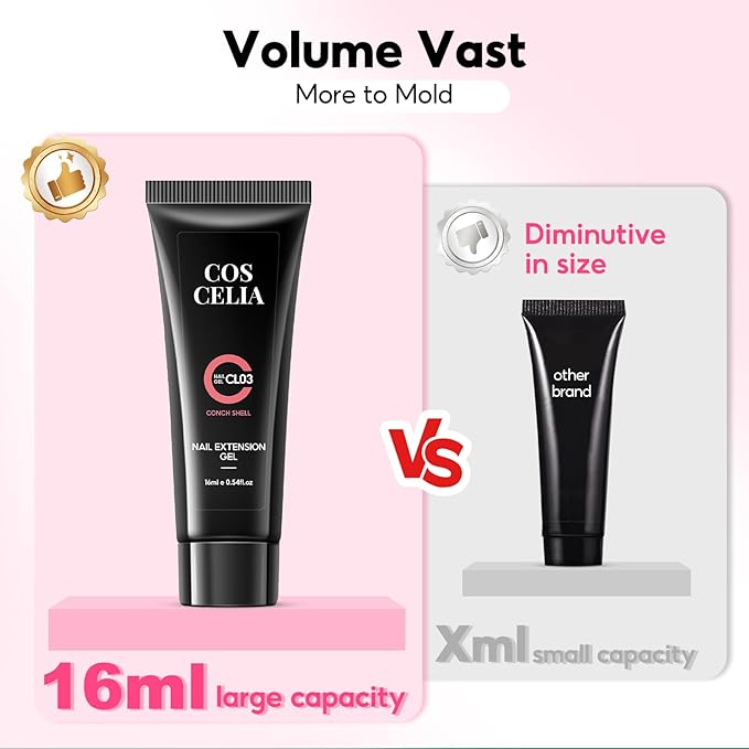COSCELIA Poly Nail Gel Kit Starter Kit with U V Lamp 3PC Coscelia Poly Extension Gel for Beginners Clear Pink White Nail Art Quick Building Gel Manicure Kits Gift for Women DIY at Home-VivaGrace Women