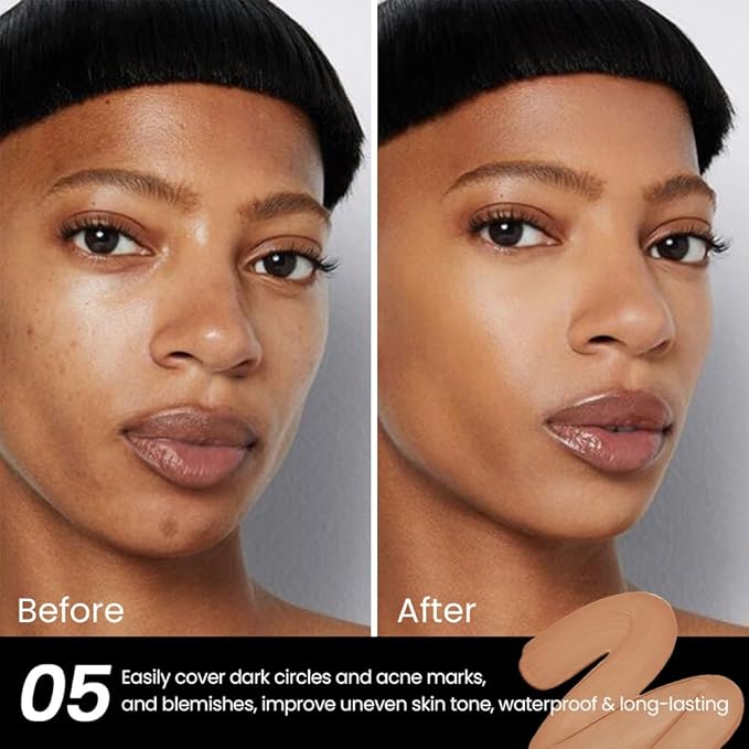 2 Pack Liquid Foundation Cream for Face Makeup,Durable Full Coverage Matte Concealer Make Up,Oil Control & Waterproof Base Primer -0.35+0.35 Fl.Oz (05+06#)-VivaGrace Women