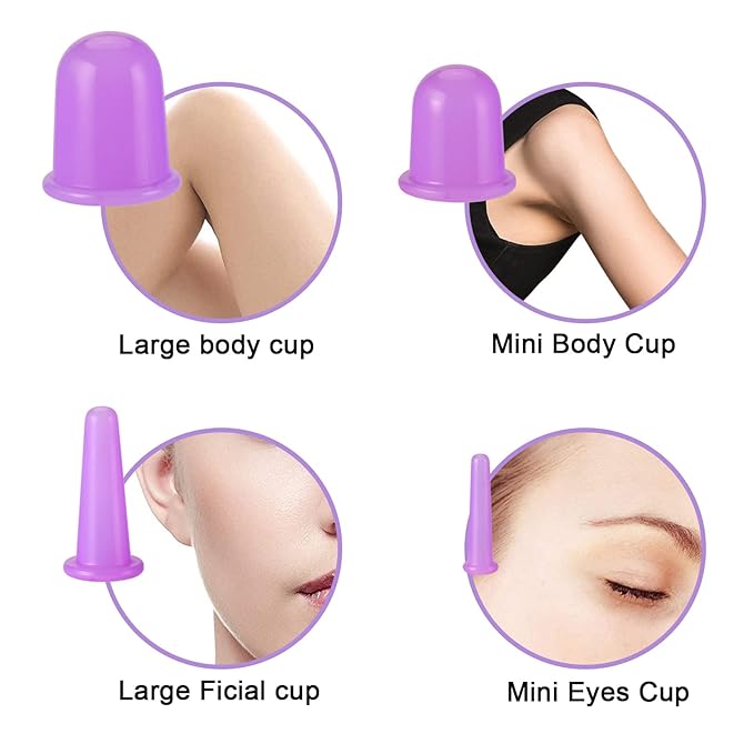 Facial and Body Cupping Set - Face Cupping Set, Improve Face, Eyes and Neck Skin Wrinkles, Therapy Suction Cup for Cellulite Effectively Improve Body Skin Tightness, Anti-Cellulite Cupping Therapy Set-VivaGrace Women