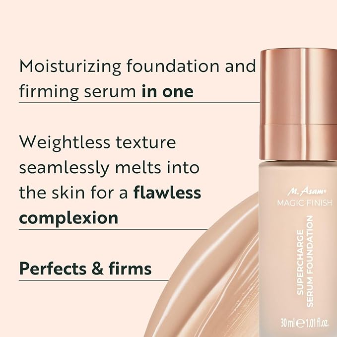 M. Asam MAGIC FINISH Supercharge Serum Foundation Soft Ivory (1.01 Fl Oz) - Moisturizing Make Up & Firming Face Serum In One, Anti-aging CC Cream With Optimal Coverage & Hyaluronic Acid-VivaGrace Women
