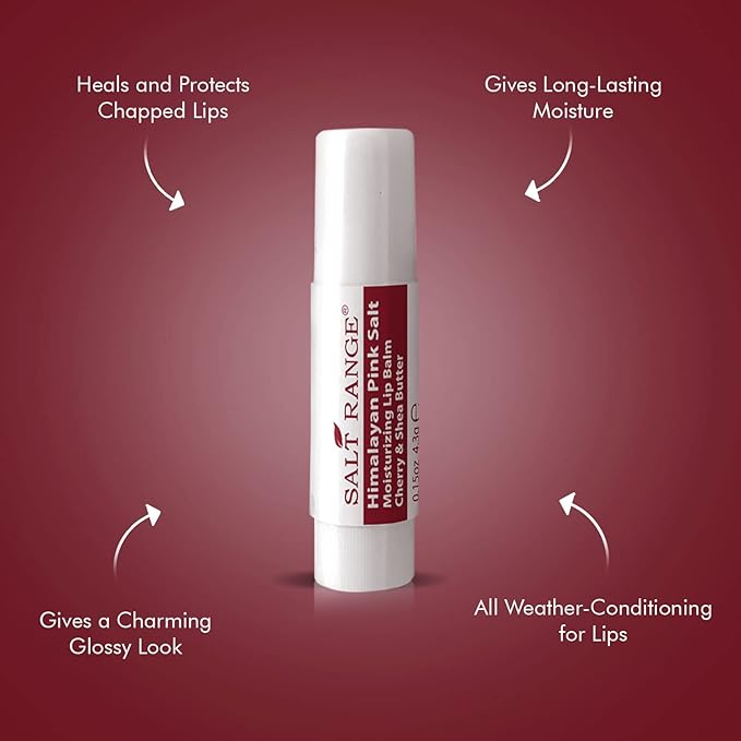 Salt Range Lip Balm, Formulated with Cherry & Shea Butter, 100% Natural, Soothing and Hydrating, Deep Nourishing, Organic Chapstick- 6 Count (12 Pieces)-VivaGrace Women