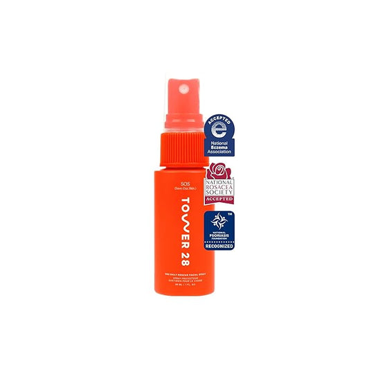 Tower 28 SOS Daily Rescue Facial Spray for Sensitive Skin, Hypochlorous Acid Spray Helps Visibly Reduce the Appearance of Redness and Breakouts, Travel Size Toner for Face, 1 FL Oz-VivaGrace Women