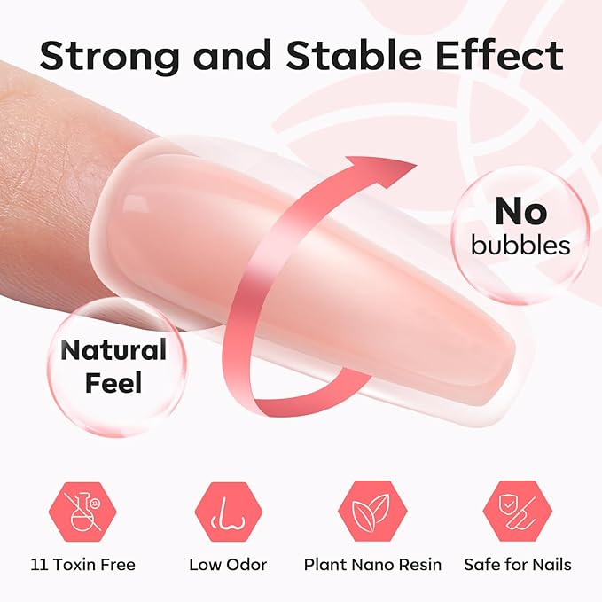 Modelones Poly Extension Gel Nail Kit, 6 Colors Pink Nude with 48W U V/LED Lamp Slip Solution 3D Bow Pearl Charms Decoration Rhinestone Glitter Tools for Manicure Beginner Starter Kit DIY at Home-VivaGrace Women