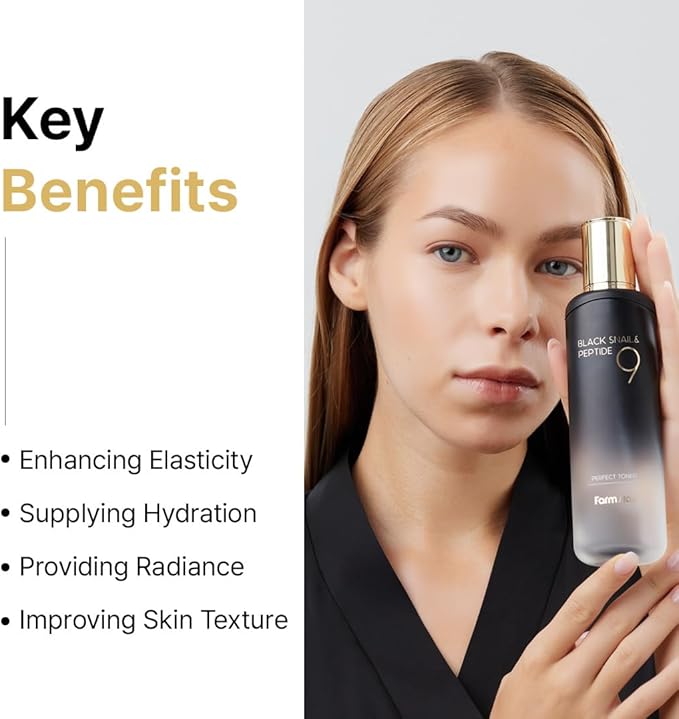 Farmstay Black Snail & Peptide 9 Perfect Toner, Snail Mucin Toner for Elastic & Glow Skin, Moisturizing & Anti-Aging, Smooths & Refine Skin Texutre, Korean Skin Care, for Women & Men, 4.05 Fl. Oz-VivaGrace Women