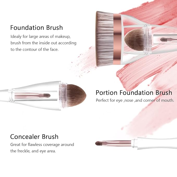 Makeup Brushes, Daubigny Perfect 3IN1 Makeup Brush for Face Blush Liquid Powder Foundation Brush for Blending Liquid, Cream or Flawless Powder Cosmetics with Great Gift Case-VivaGrace Women