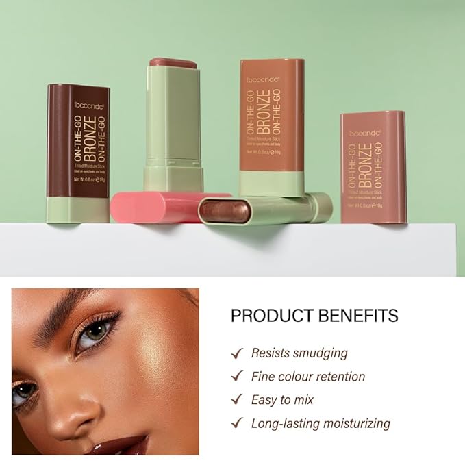 Cream Contour Stick,Multi-Use On The Go Bronzer Stick,Long-lasting Highlight Stick,Glow Bronzer Stick for Face,Lightweight and Blendable Contour Stick for Women (04# Beach Glow)-VivaGrace Women