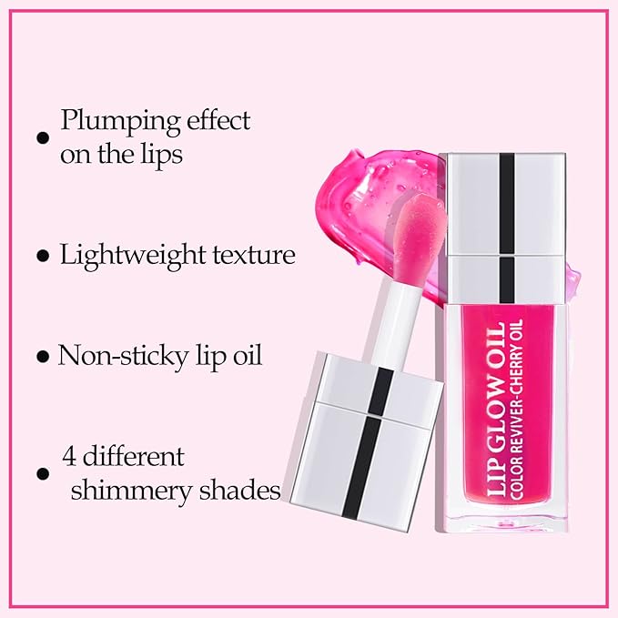Boobeen Hydrating Lip Oil, Clear Lip Gloss Plumper, Lip Balm for Dry Cracked Lips,Long Lasting Lip Moisturizer Oil for Smoother Lip-VivaGrace Women