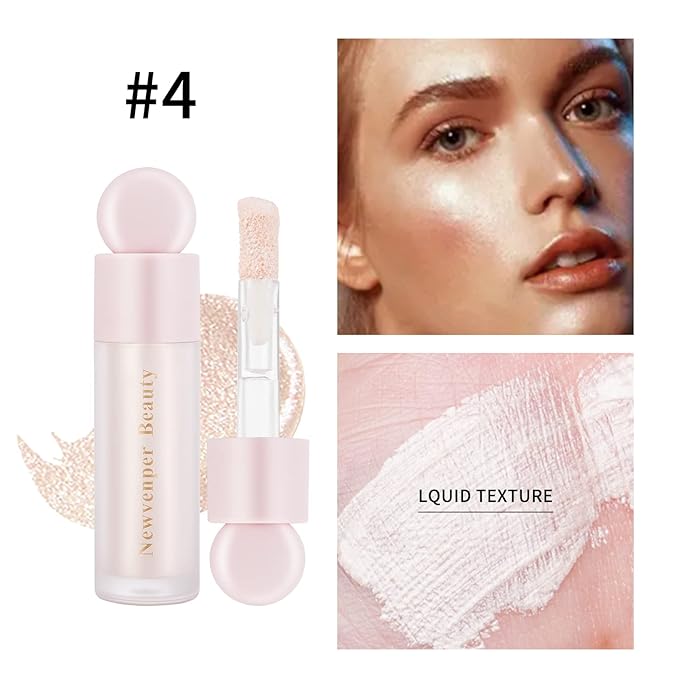 Liquid Highlighter, Liquid Blush with Face Brush Long Lasting Smooth Lightweight Smudge Proof Blush+ Highlighter-VivaGrace Women