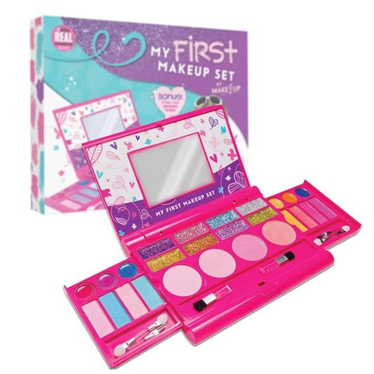 My First Makeup Set for Young Girls I Kids Makeup Kit for Little Girls I Foldable Makeup Palette with Makeup Mirror I Pink Set Makeup for Kids Vanity I Original Design Washable Toddler Makeup Kit Gift-VivaGrace Women