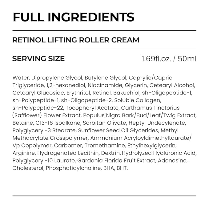 [SKIN&LAB] Retinol Lifting Roller Cream with Massage applicator, Vegan Anti Aging Face and Neck Cream for Reduce Wrinkles and Fine Line, For Face, Neck, Décolleté Wrinkle Care, 1.69 fl. oz.-VivaGrace Women
