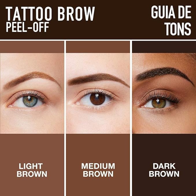 Tattoo Eyebrow Gel Easy Peel Off, Peel Off Eyebrow Tint, Easy Peel off Eyebrow Gel, Peel Off Eyebrow Tint, Waterproof & Sweatproof for All Skin Types (#1 Light Brown +#3 Dark Brown)