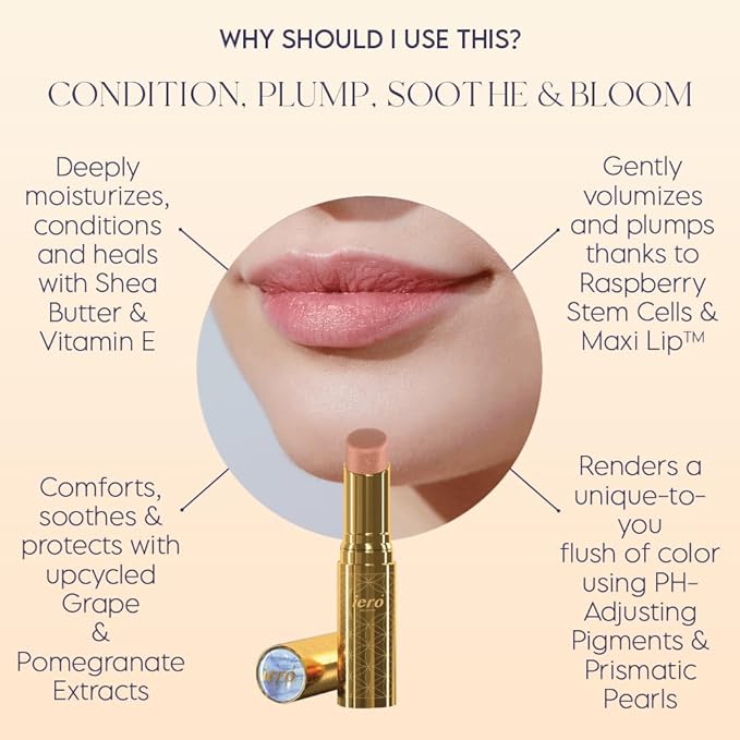 ieró Beauty Moonkissed Luminous PH Tinted Lip Balm w/Shea Butter & Vitamin E, Lip Care Moisturizer, Lip Plumper for Soft & Supple Lips, Paraben Free, Vegan, Sheer Coral w/Gold-Beige Shimmer-VivaGrace Women