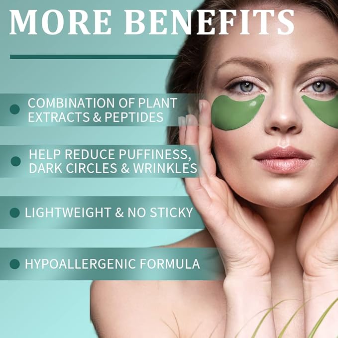 Under Eye Patches, Green Tea Under Collagen Eye Masks for Dark Circles Puffiness Eye Bag Wrinkles, Under Eye Treatment for Men Women, Anti-Aging Brightening Under Eye Gel Pads, 30 Pairs-VivaGrace Women